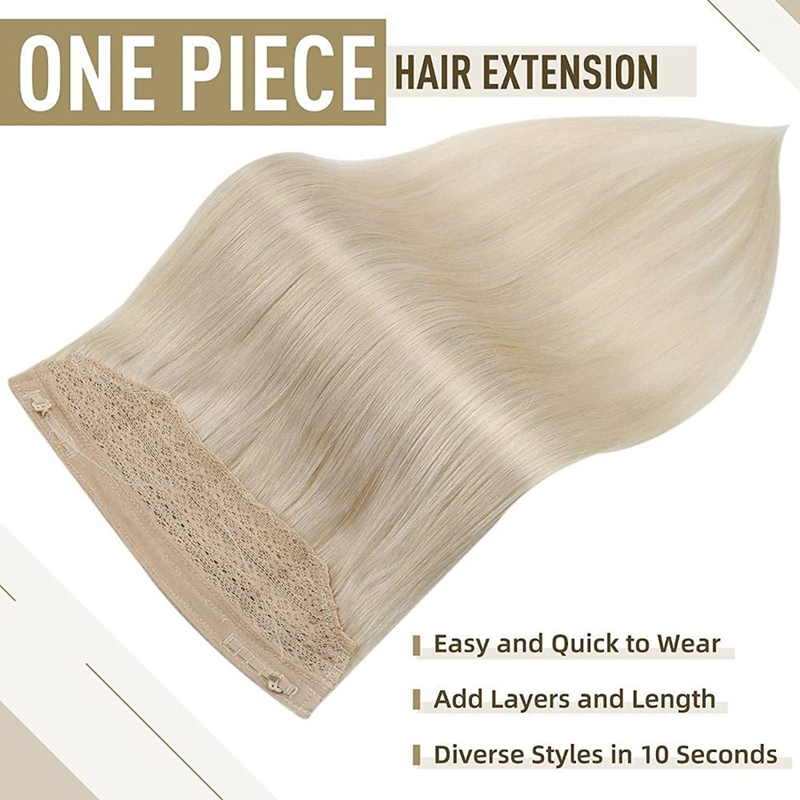 Wholesale Human Hair Halo Extensions Platinum Blonde #60 100g Wire Extension