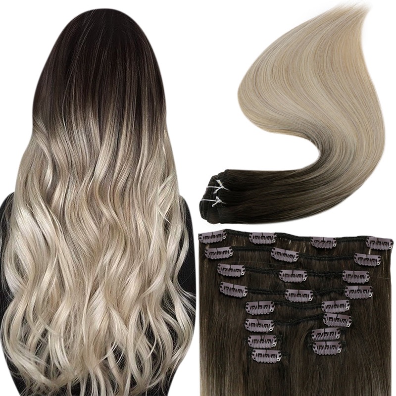 Balayage #2/18/60 Clip-In Extensions Remy Human Hair Wholesale