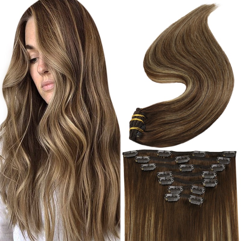 Balayage Highlights #4/27/4 Clip-In Extensions China Hair Supplier