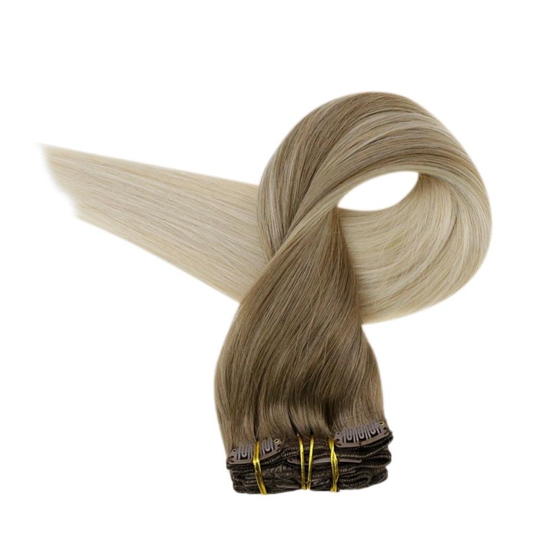 Balayage Ombre Clip-In Hair Extensions Remy Human Hair (#8/60) | Hair Factory