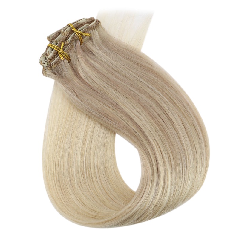 Blonde Balayage Clip-In Hair Extensions Remy Human Hair (#18/22/60) | Hair Vendor