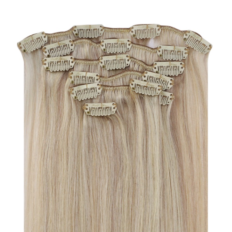 Blonde Balayage Clip-In Hair Extensions Remy Human Hair (#18/22/60) | Hair Vendor