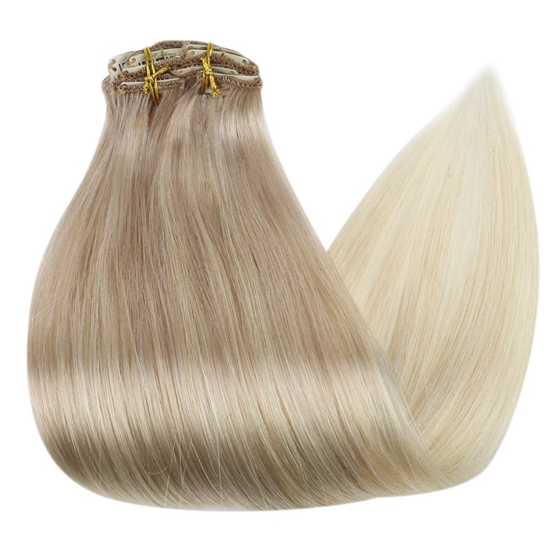Blonde Balayage Clip-In Hair Extensions Remy Human Hair (#18/22/60) | Hair Vendor