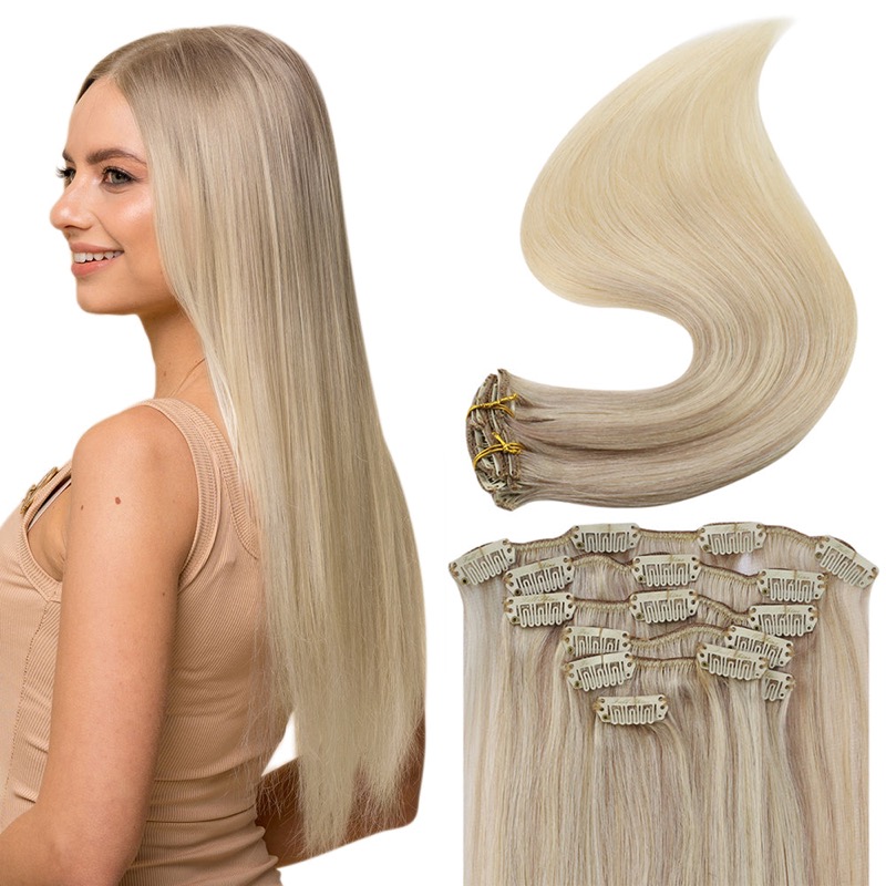 Blonde Balayage Clip-In Hair Extensions Remy Human Hair (#18/22/60) | Hair Vendor