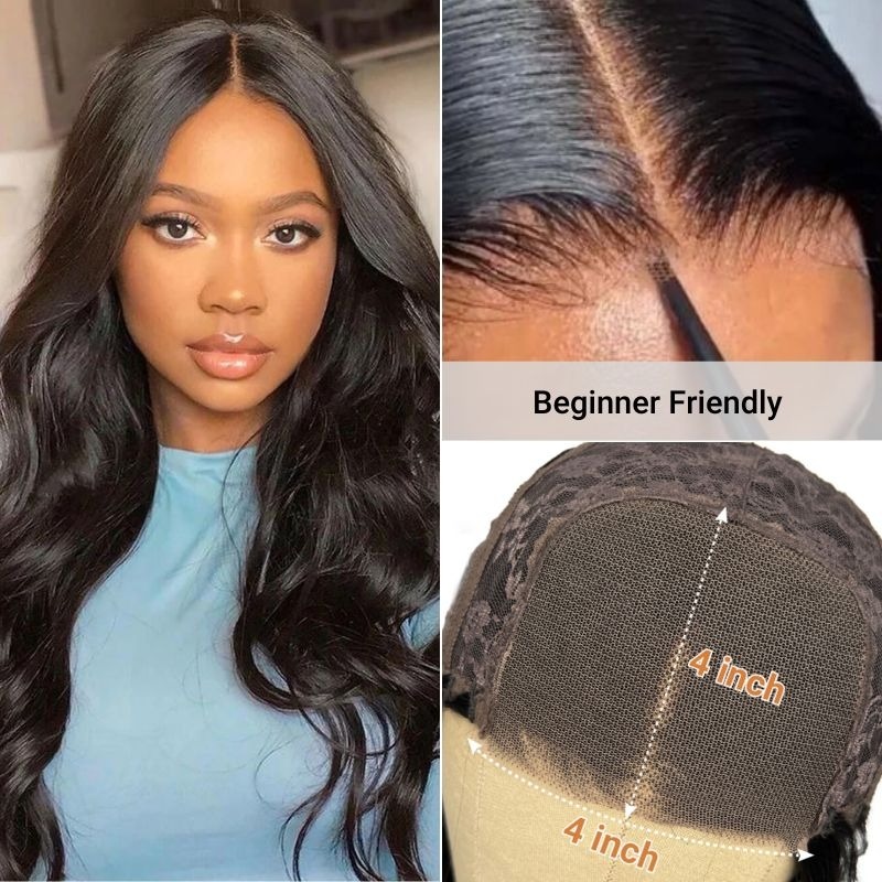 Transparent Lace 4x4 Closure Wig Body Wave Glueless Human Hair Wigs