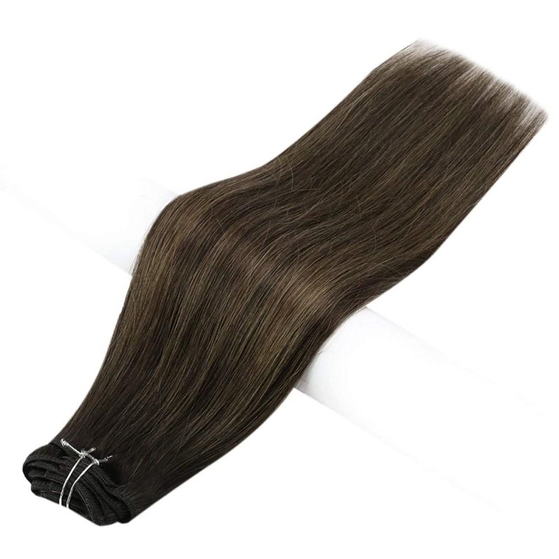 Brown Highlights Balayage Clip-in Human Hair Extensions #2/2/6