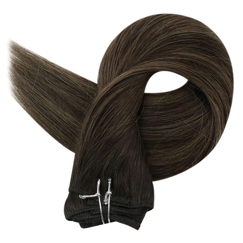 Brown Highlights Balayage Clip-in Human Hair Extensions #2/2/6