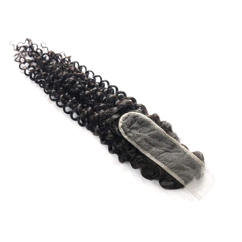 Fermeture en dentelle 2X6 de cheveux bouclés chinois en cheveux vierges humains bouclés profonds
