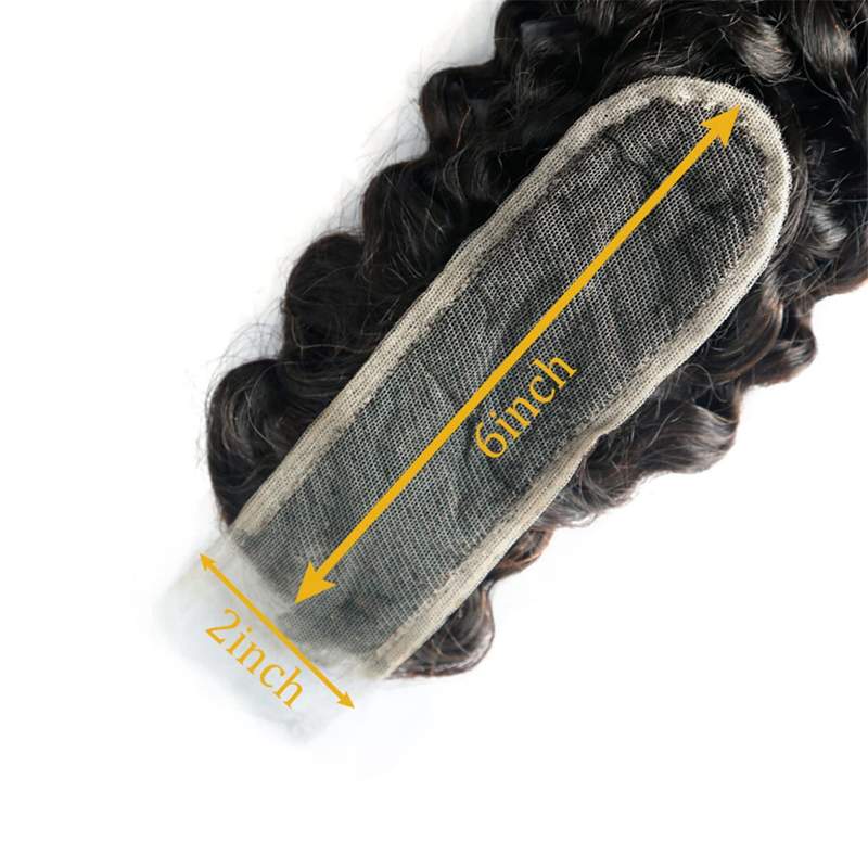 Chiusura in Pizzo 2X6 Capelli Ricci Cinese in Capelli Vergini Umani Ricci Profondi