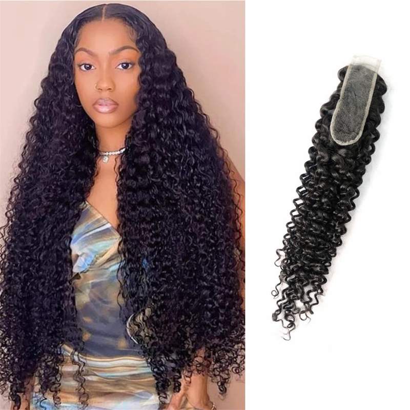 Chiusura in Pizzo 2X6 Capelli Ricci Cinese in Capelli Vergini Umani Ricci Profondi