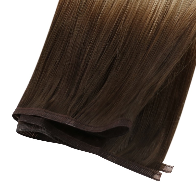 China Hair Factory - Flat Silk Weft Virgin Human Hair Extensions Sew-In Balayage #3/8/22