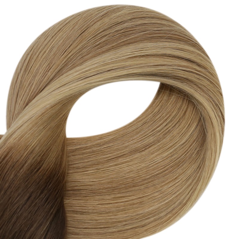 China Hair Factory - Flat Silk Weft Virgin Human Hair Extensions Sew-In Balayage #3/8/22