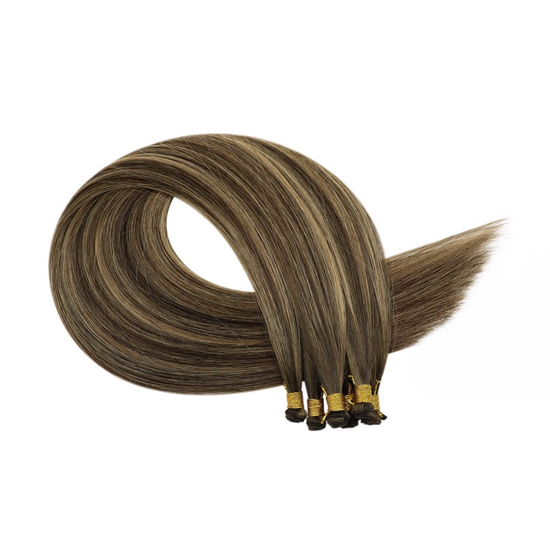 China Hair Factory - Hand Tied Weft Extensions Balayage Highlights #DU Virgin Human Hair