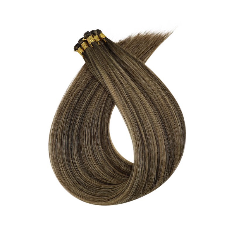 China Hair Factory - Hand Tied Weft Extensions Balayage Highlights #DU Virgin Human Hair