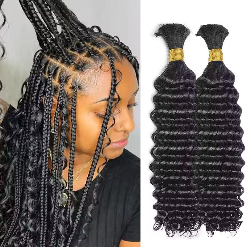 Fábrica de cabello de China al por mayor Cabello humano a granel para trenzar Ondas profundas