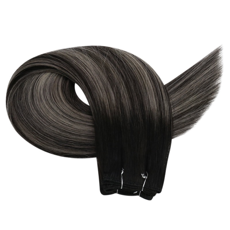 China Hair Store - Brazilian Human Hair Sew-In Weft Bundles Balayage Highlights #1B/Silver/1B