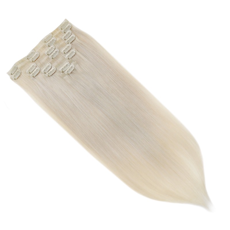 China Hair Store Platinum Blonde #60 PU Seamless Clip-In Extensions