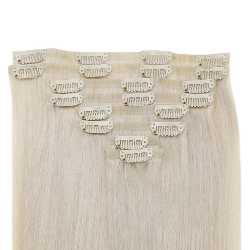 China Hair Store Platinum Blonde #60 PU Seamless Clip-In Extensions