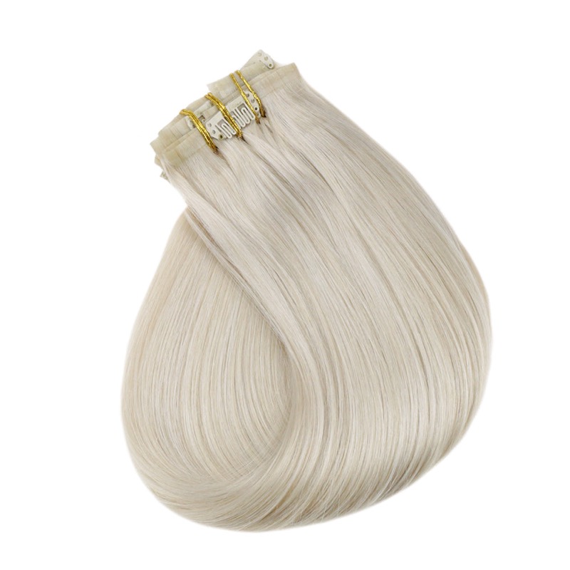 China Hair Store Platinum Blonde #60 PU Seamless Clip-In Extensions