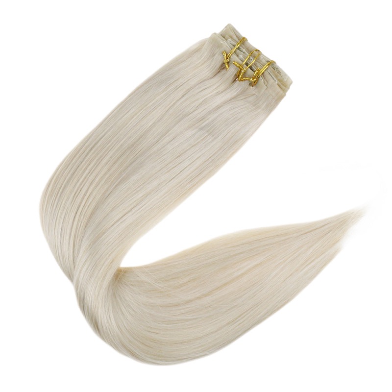 China Hair Store Platinum Blonde #60 PU Seamless Clip-In Extensions