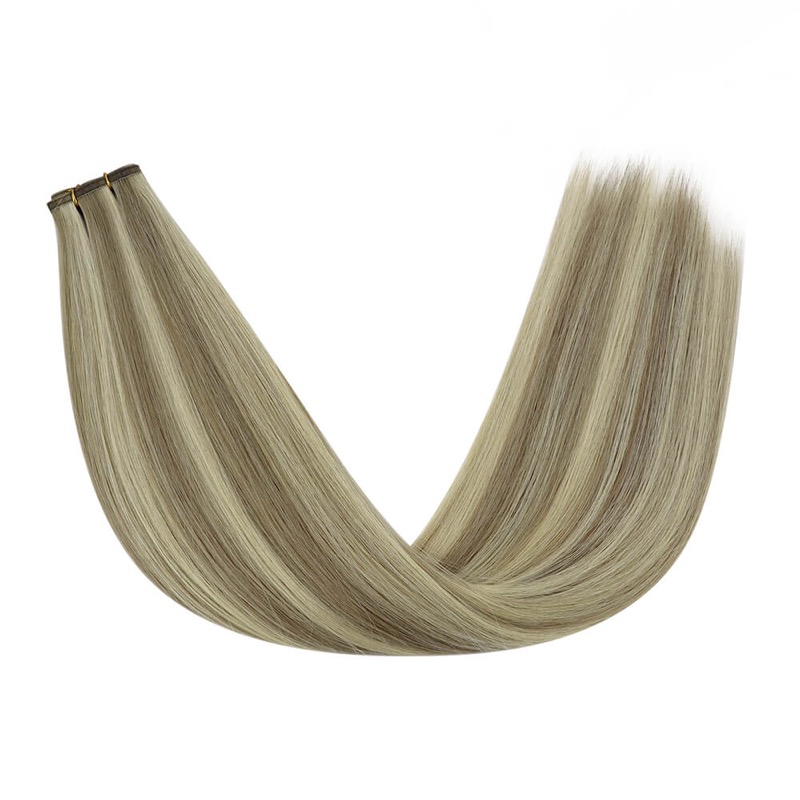 China Hair Supplier - Flat Silk Weft Virgin Human Hair Extensions Sew-In Highlights #P8/60