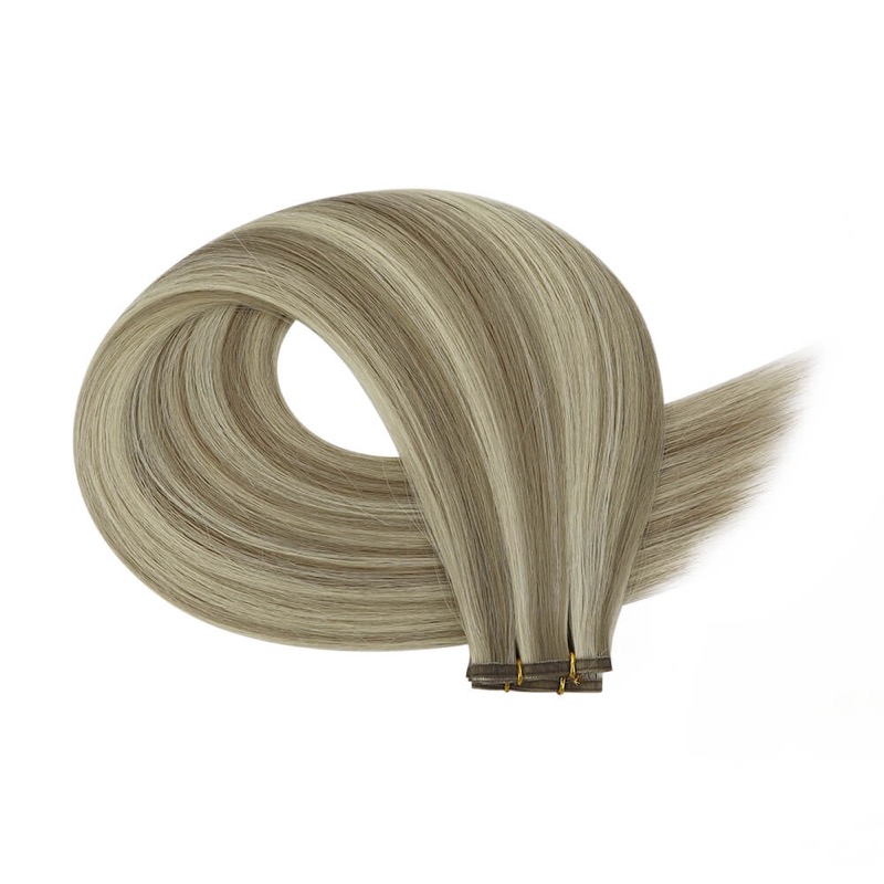 China Hair Supplier - Flat Silk Weft Virgin Human Hair Extensions Sew-In Highlights #P8/60