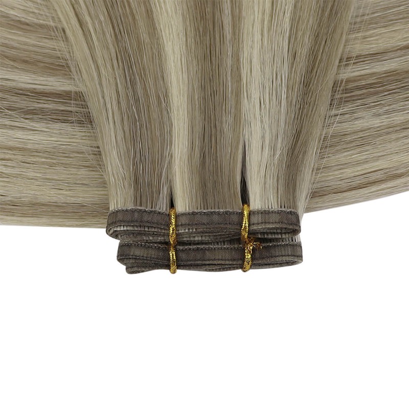 China Hair Supplier - Flat Silk Weft Virgin Human Hair Extensions Sew-In Highlights #P8/60