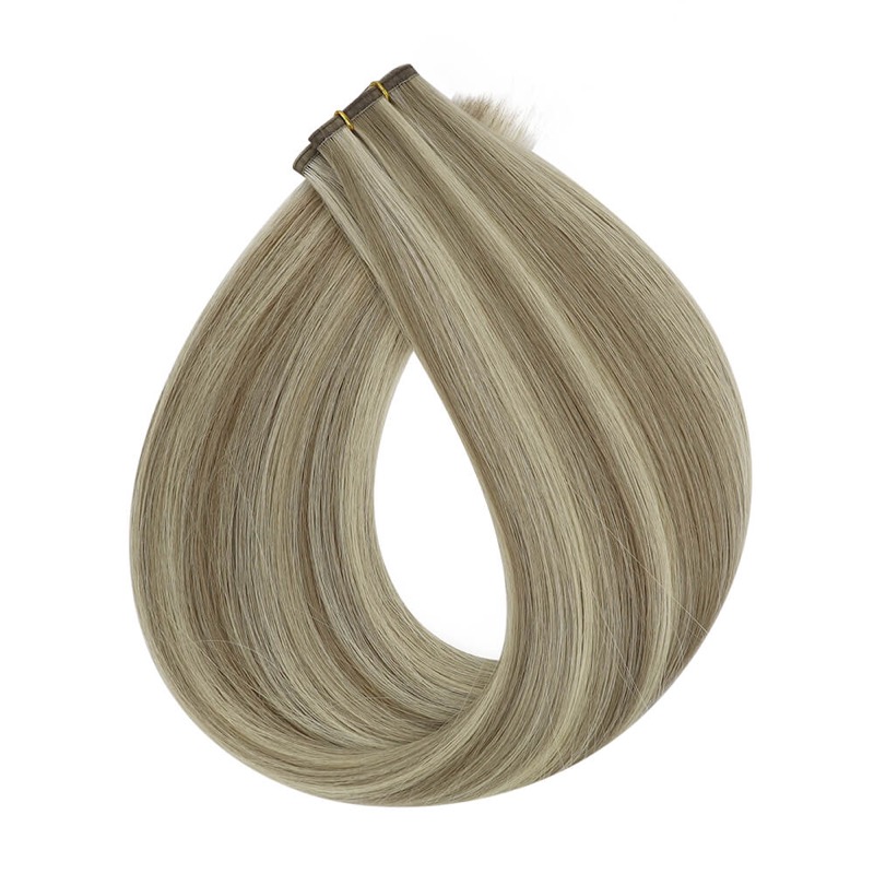 China Hair Supplier - Flat Silk Weft Virgin Human Hair Extensions Sew-In Highlights #P8/60