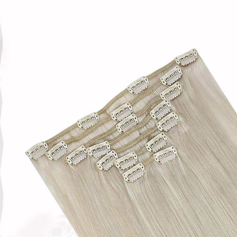 Clip-in extensions maagd menselijk haar wit blond #1000 - Haar leverancier