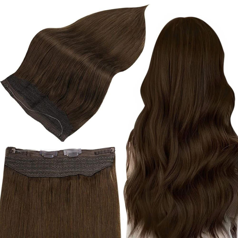 Dark Brown #4 Human Hair Halo Extension 100g Invisible Halo Hair Extensions