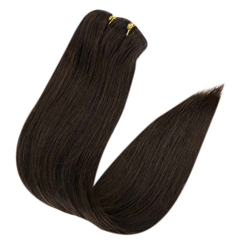 Extensões de Cabelo Castanho Escuro Clip-In de Cabelo Humano Remy (#2) | Fábrica Direta