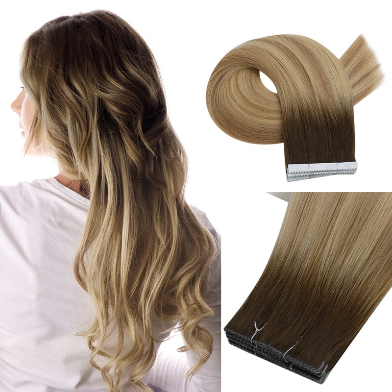 Flower Tape-in Extensions Balayage #3/8/22 Virgin Human Hair