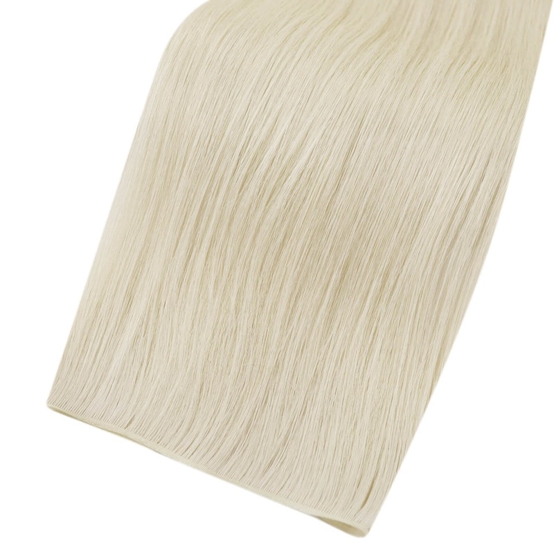 China Hair Factory Genius Weft Human Hair Extensions Whitest Blonde #1000