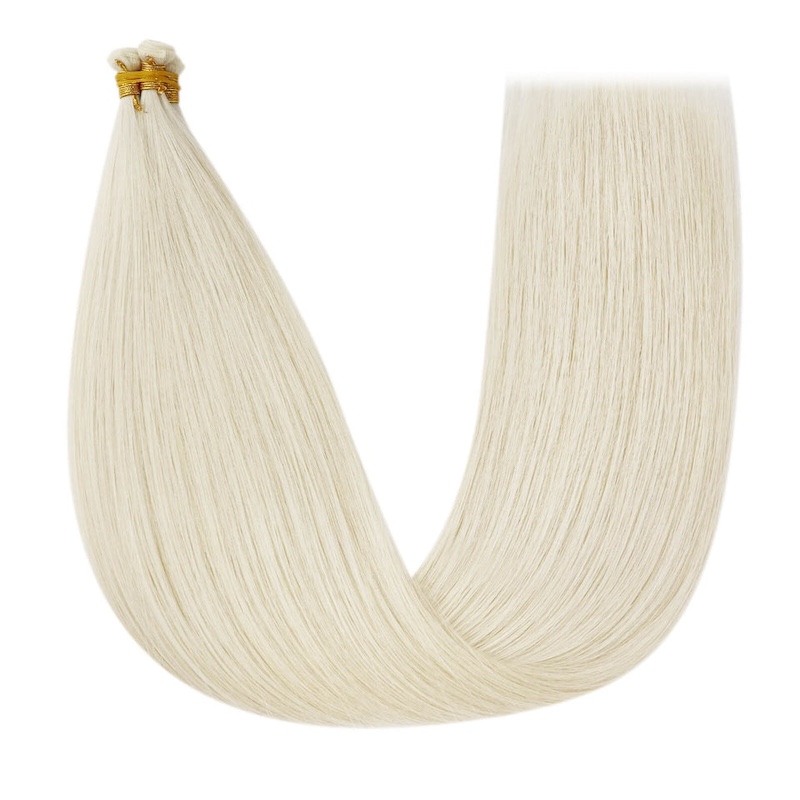 China Hair Factory Genius Weft Human Hair Extensions Whitest Blonde #1000