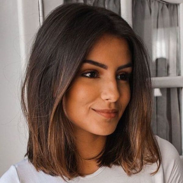 Glueless Shoulder Length Ombre Chocolate Brown 13x4 Frontal Lace Wig