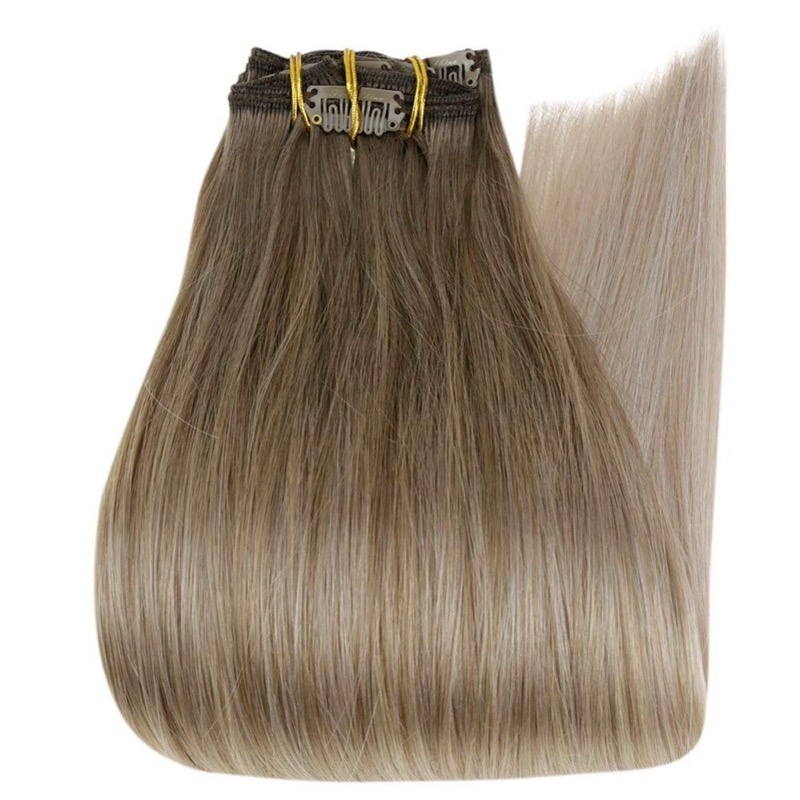 Gorgeous Balayage Clip-In Echthaarverlängerungen Remy Echthaar (#8/60/18) | Führender Anbieter