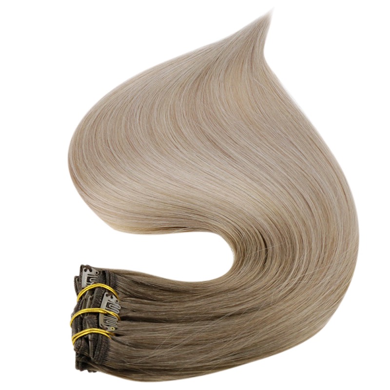 Gorgeous Balayage Clip-In Echthaarverlängerungen Remy Echthaar (#8/60/18) | Führender Anbieter