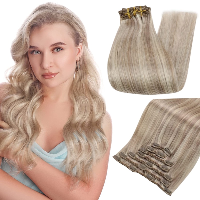 Hair Supplier Clip-in Extensions Virgin Human Hair Highlights #P18/613