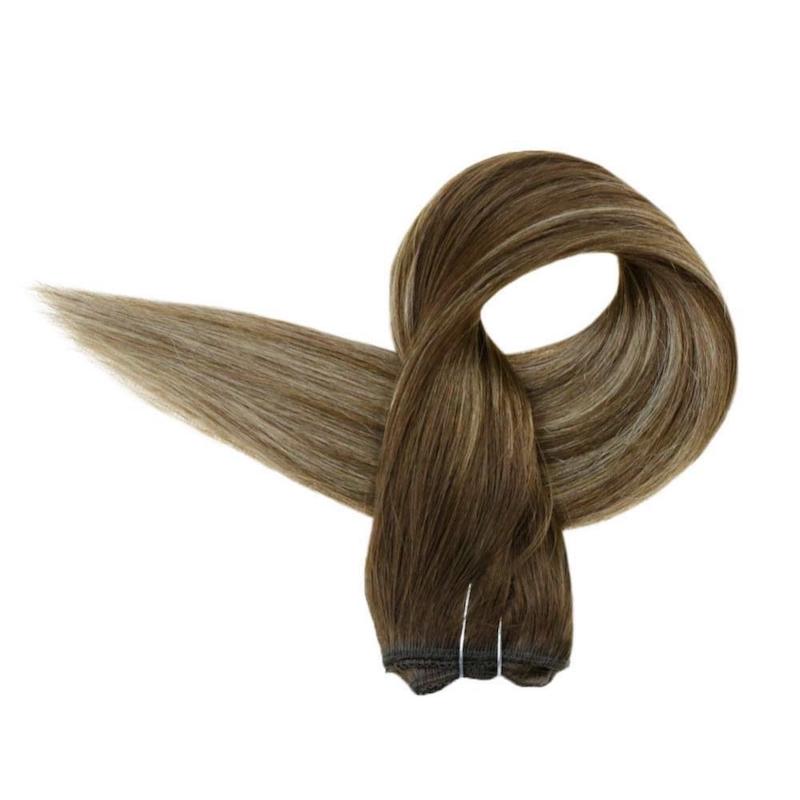 Halo Hair Extensions Brown Highlight Blonde Fish Wire Extensions #4/27/4