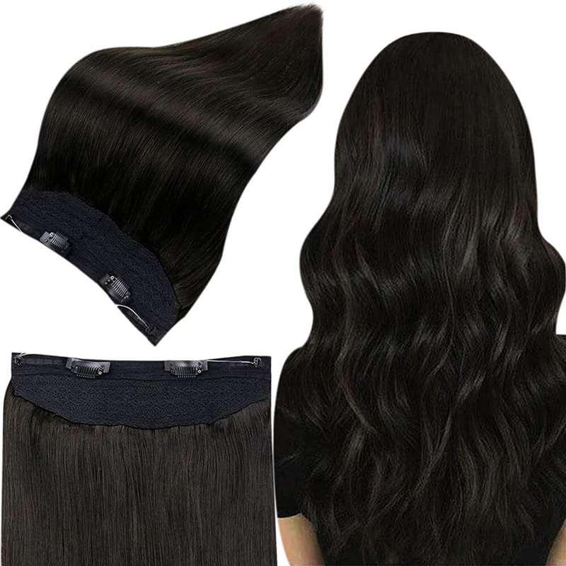 China Hair Vendor Halo Hair Extension Wholesale 100g Off Black #1B Invisible Halo Hair