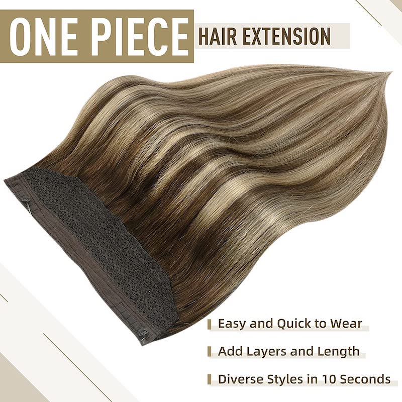Wholesale Highlight Blonde Halo Hair Extensions Brown Fish Wire Extensions #4/24/4
