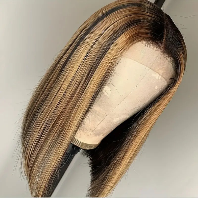 Highlight Bob Wig Human Hair Honey Blonde Bob Pre Plucked with Baby Hair