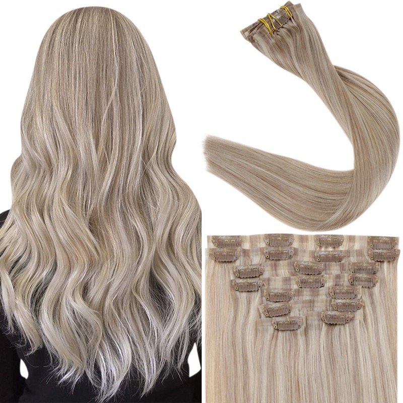 Highlights #P18/613 PU Seamless Clip-In Extensions Hair Vendor