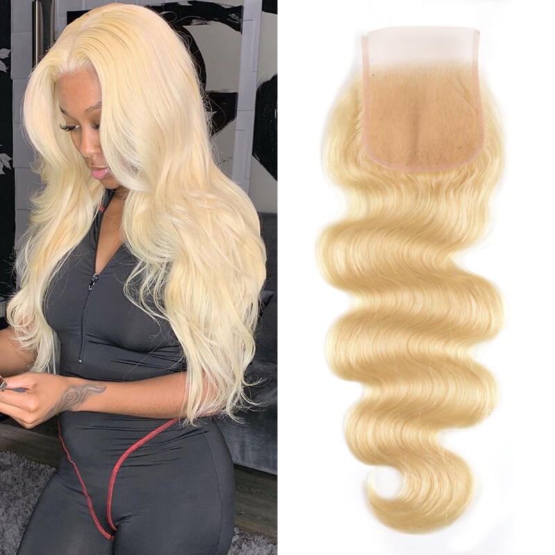 Human Hair Factory 613 Blonde Body Wave 4x4 Lace Closure Blonde Hair Pieces