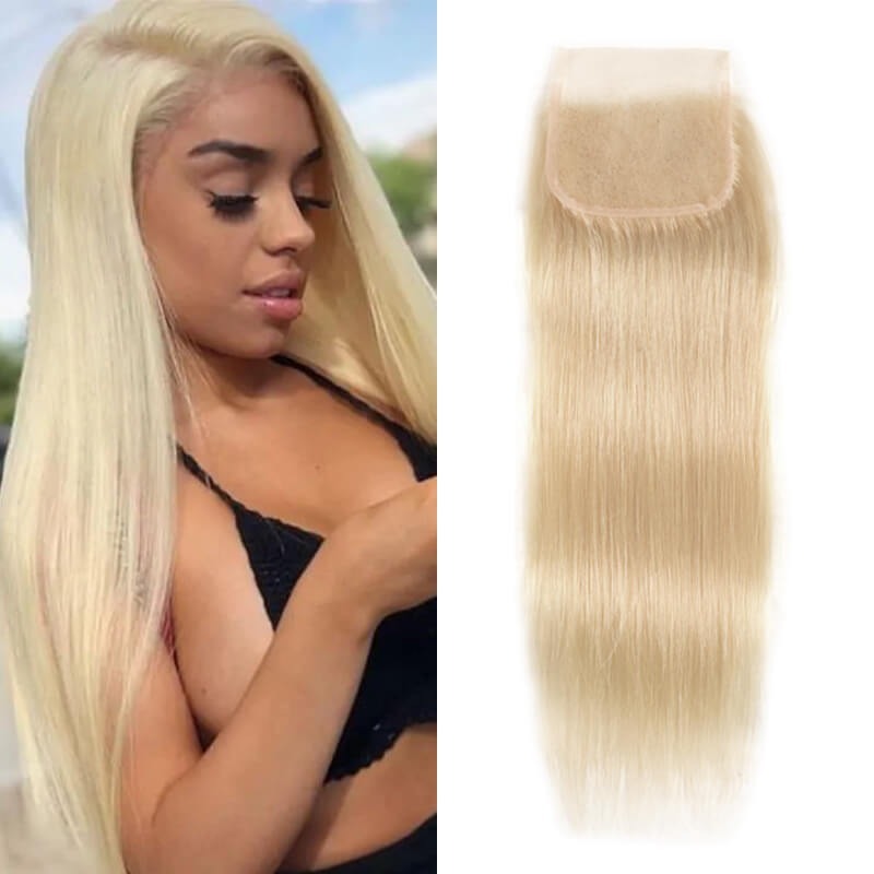 Human Hair Factory 613 Blonde Human Hair 4x4 Lace Closure Free Part