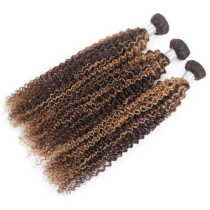 Human Hair Factory Direct Balayage Highlight Kinky Curly Hair Bundles
