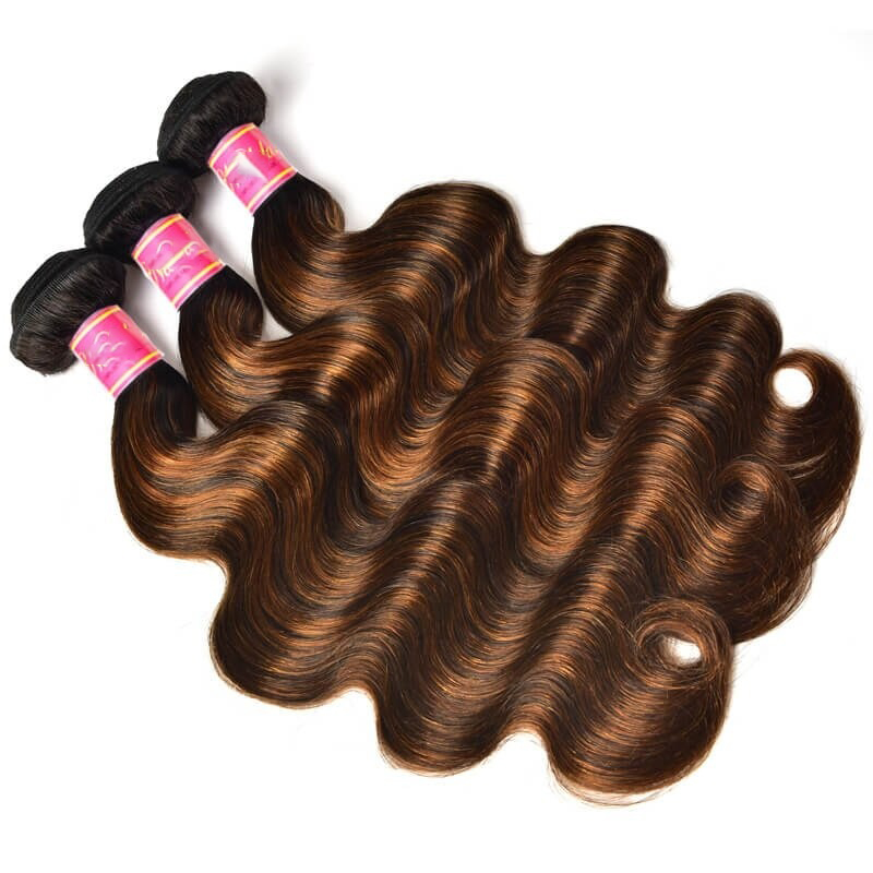 Usine de cheveux humains - Mèches ombrées 1B/30# - Ondulations corporelles