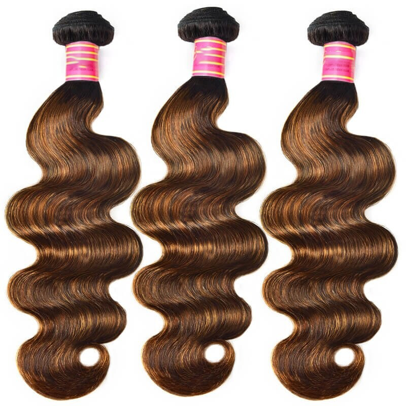 Usine de cheveux humains - Mèches ombrées 1B/30# - Ondulations corporelles