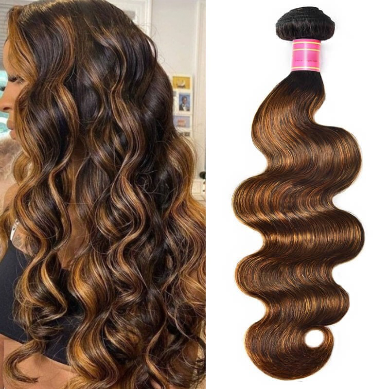 Human Hair Factory Ombre Highlights 1B/30# Hair Bundles Body Wave