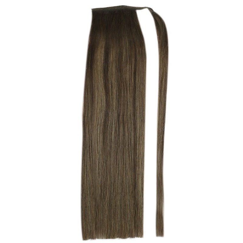 Human Hair Ponytail Extensions Balayage Highlights #2/8/2 100G Straight